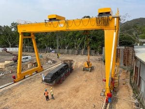 double girder gantry crane lifting heavy load